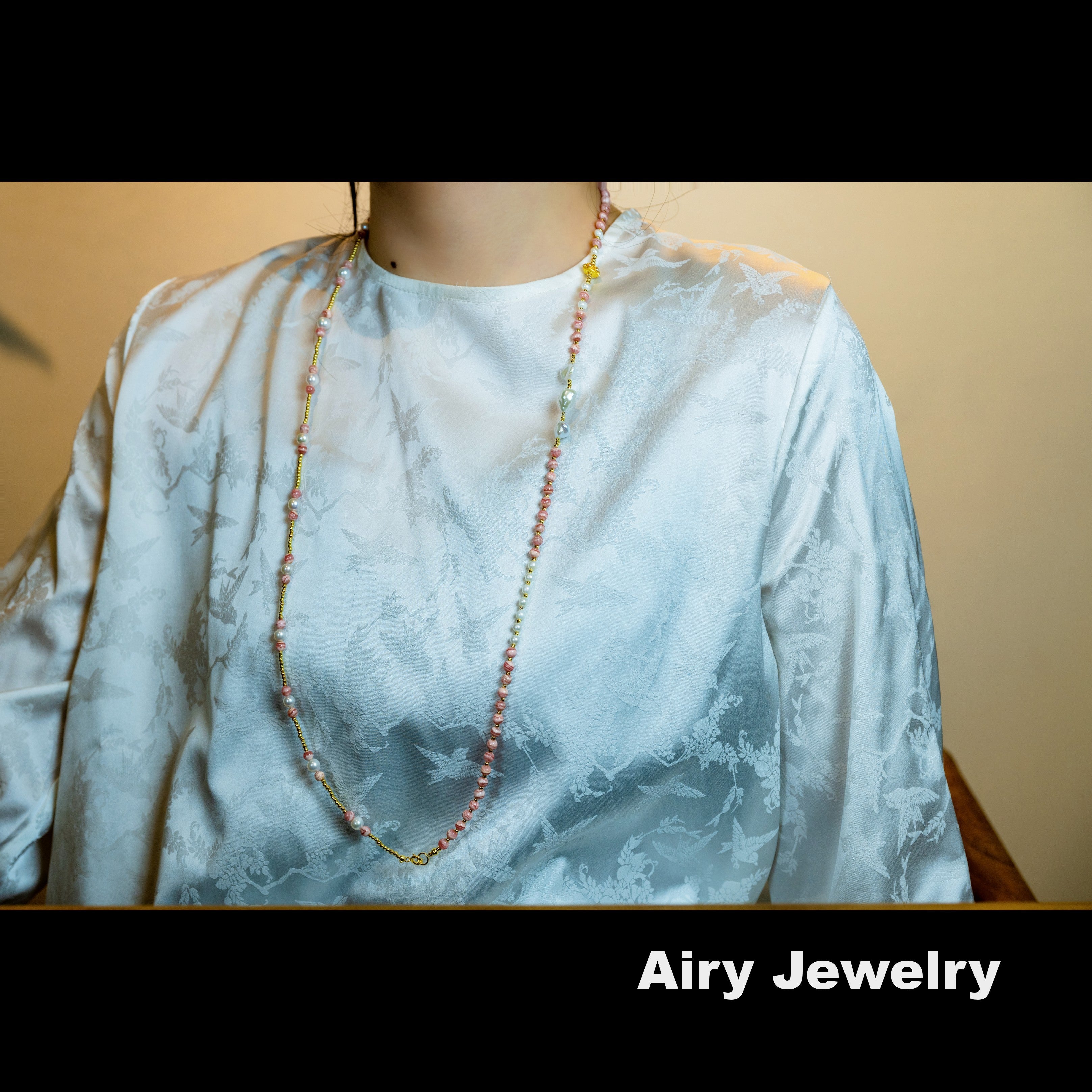 Natural red patterned stone pearl bracelet/necklace