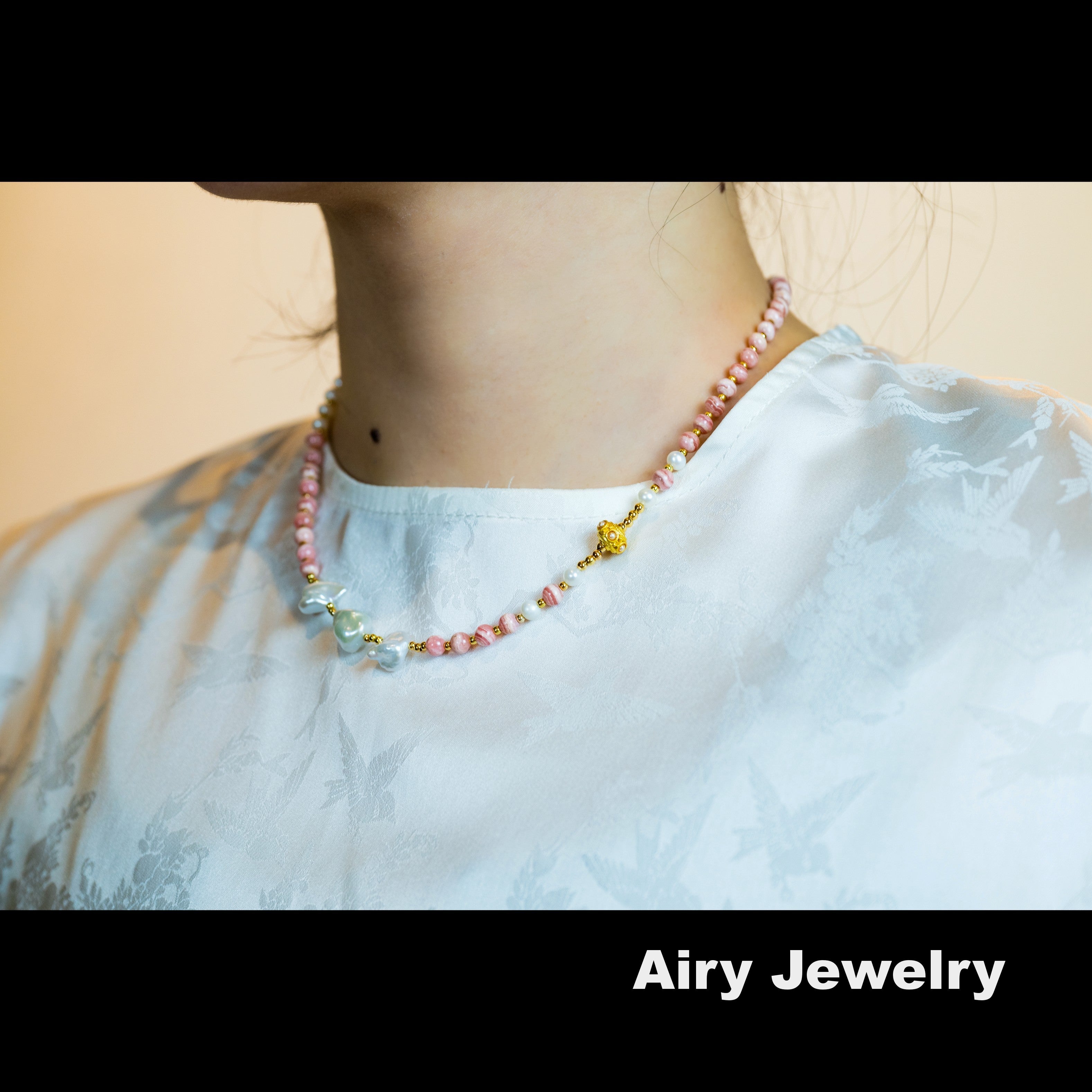 Natural Rhodochrosite and Pearl Bracelet / Necklace