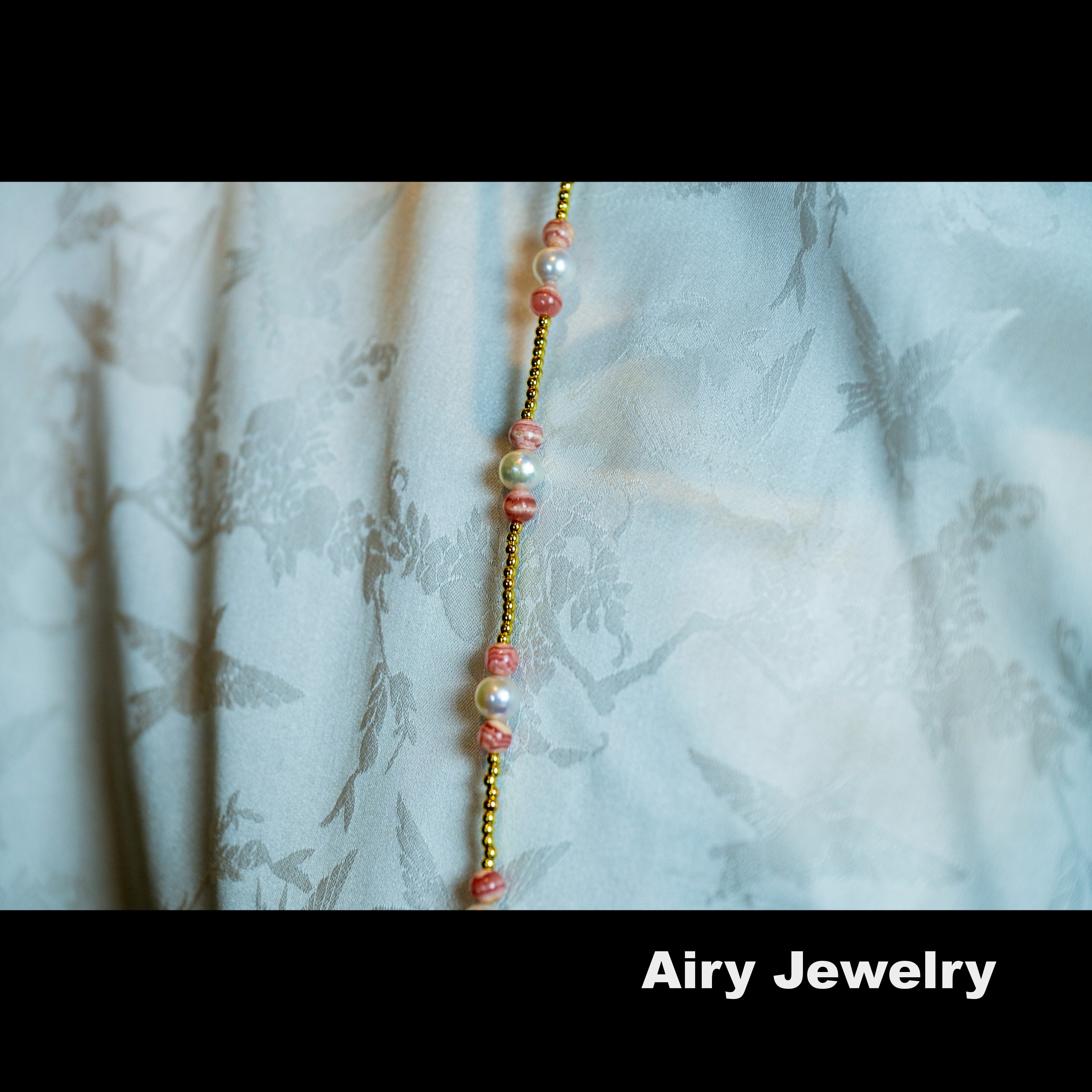 Natural red patterned stone pearl bracelet/necklace