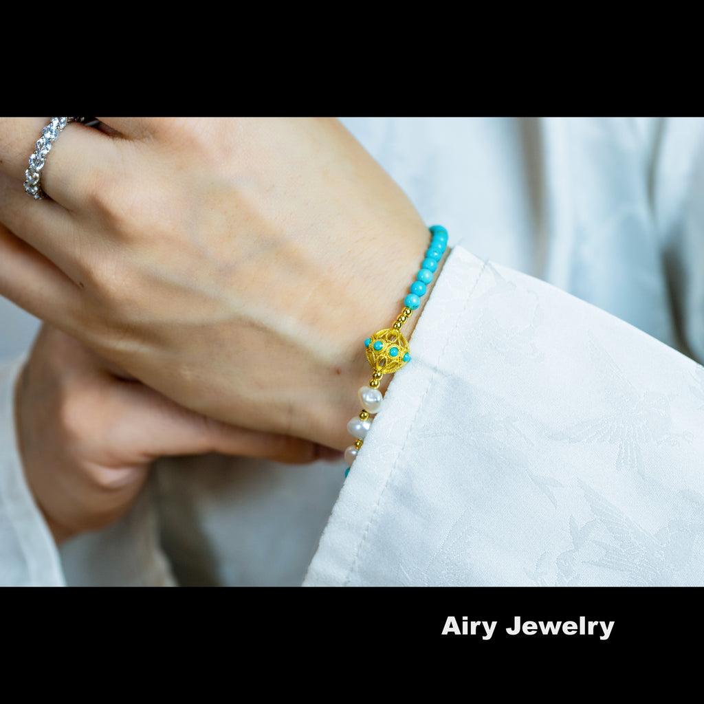 Natural magnesite pearl bracelet