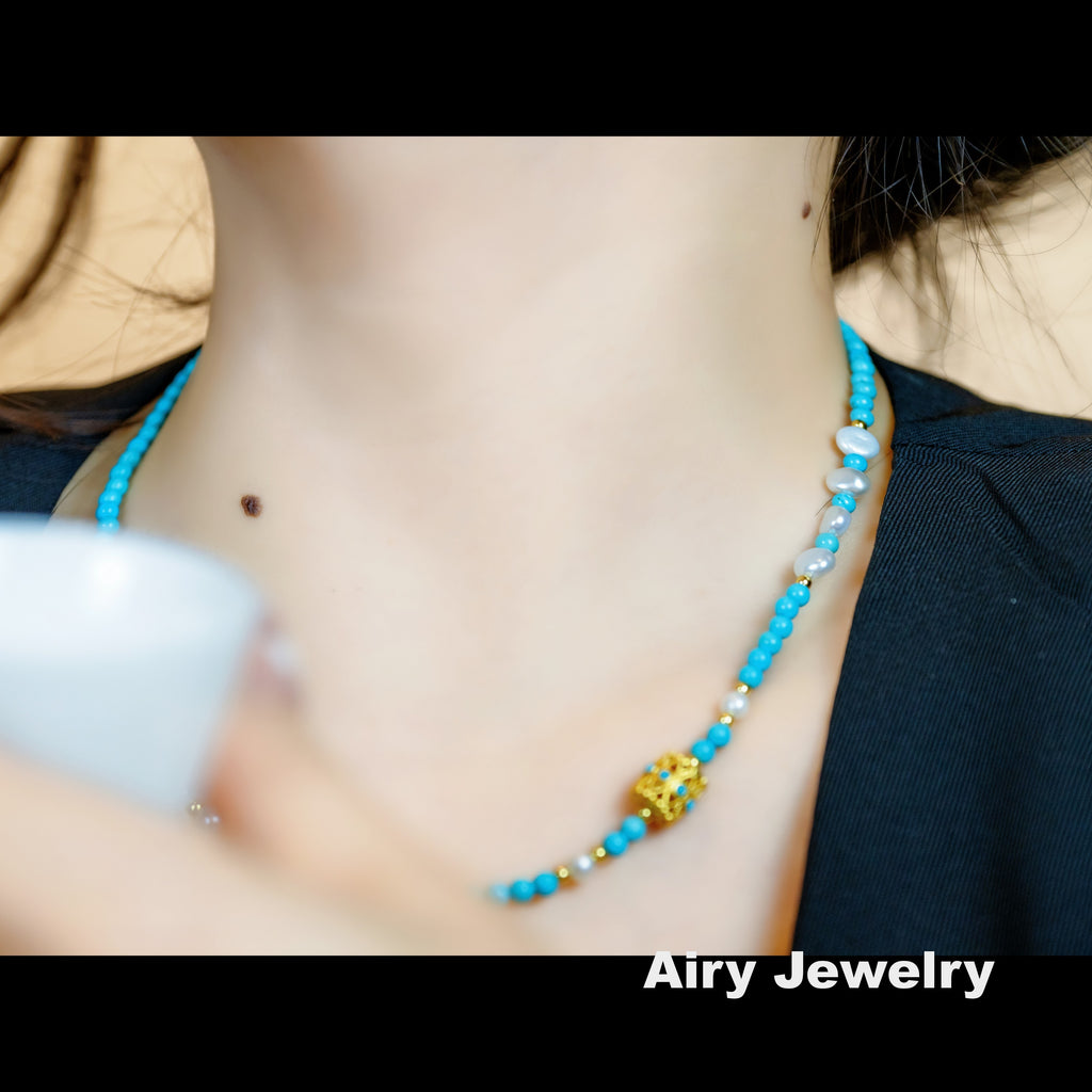 Natural magnesite pearl bracelet/necklace