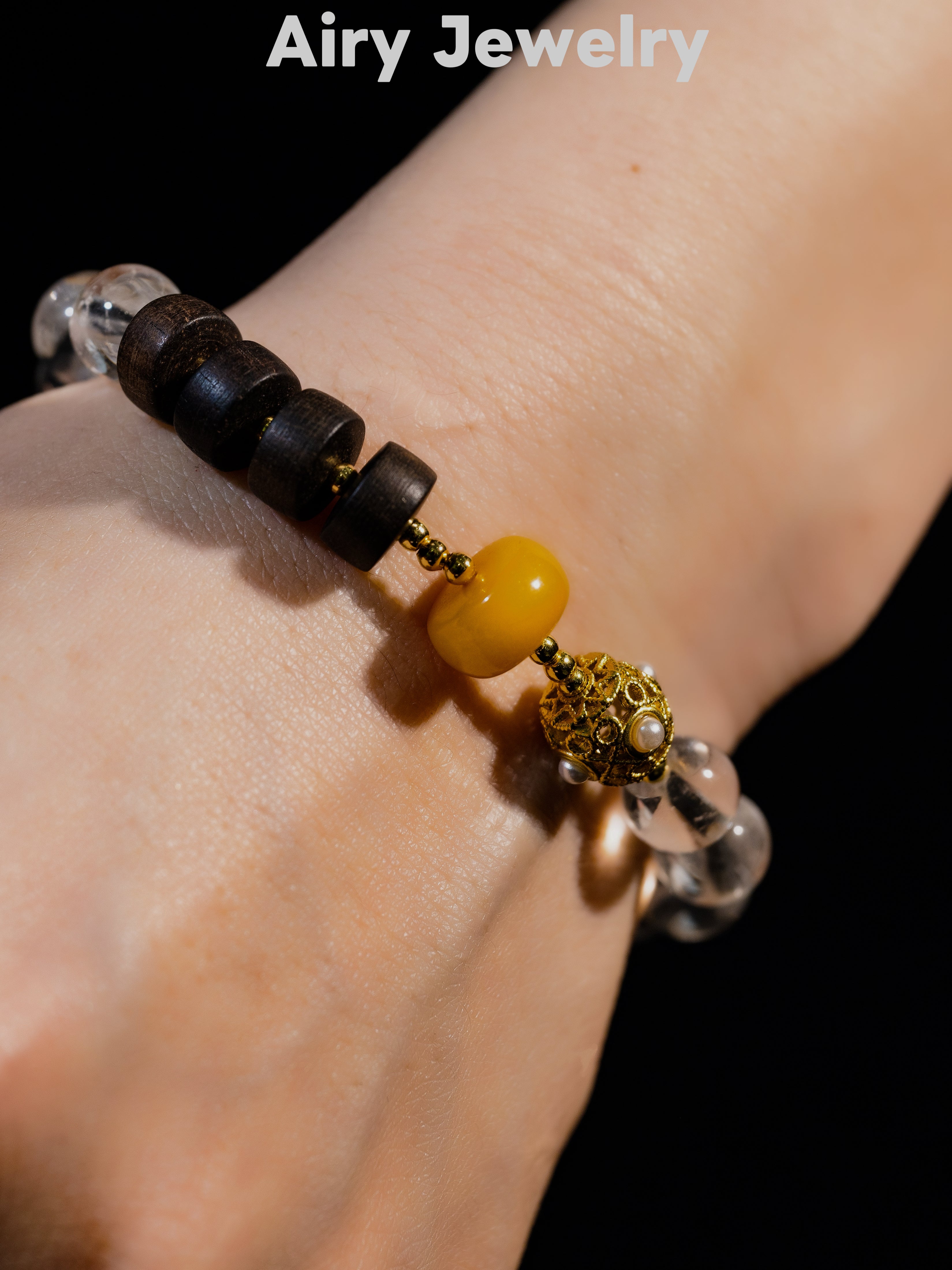 Natural white crystal amber original design bracelet