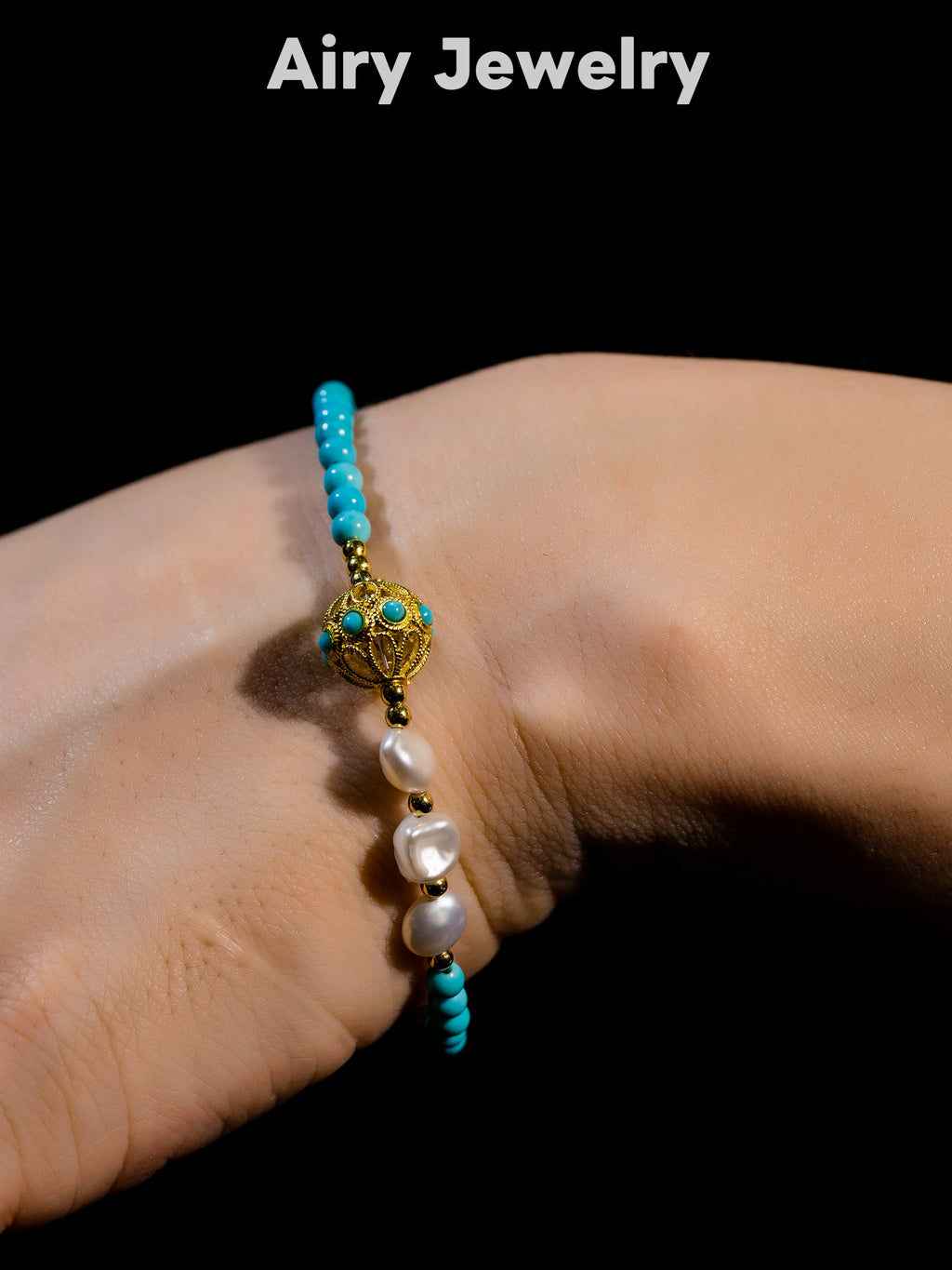 Natural magnesite pearl bracelet