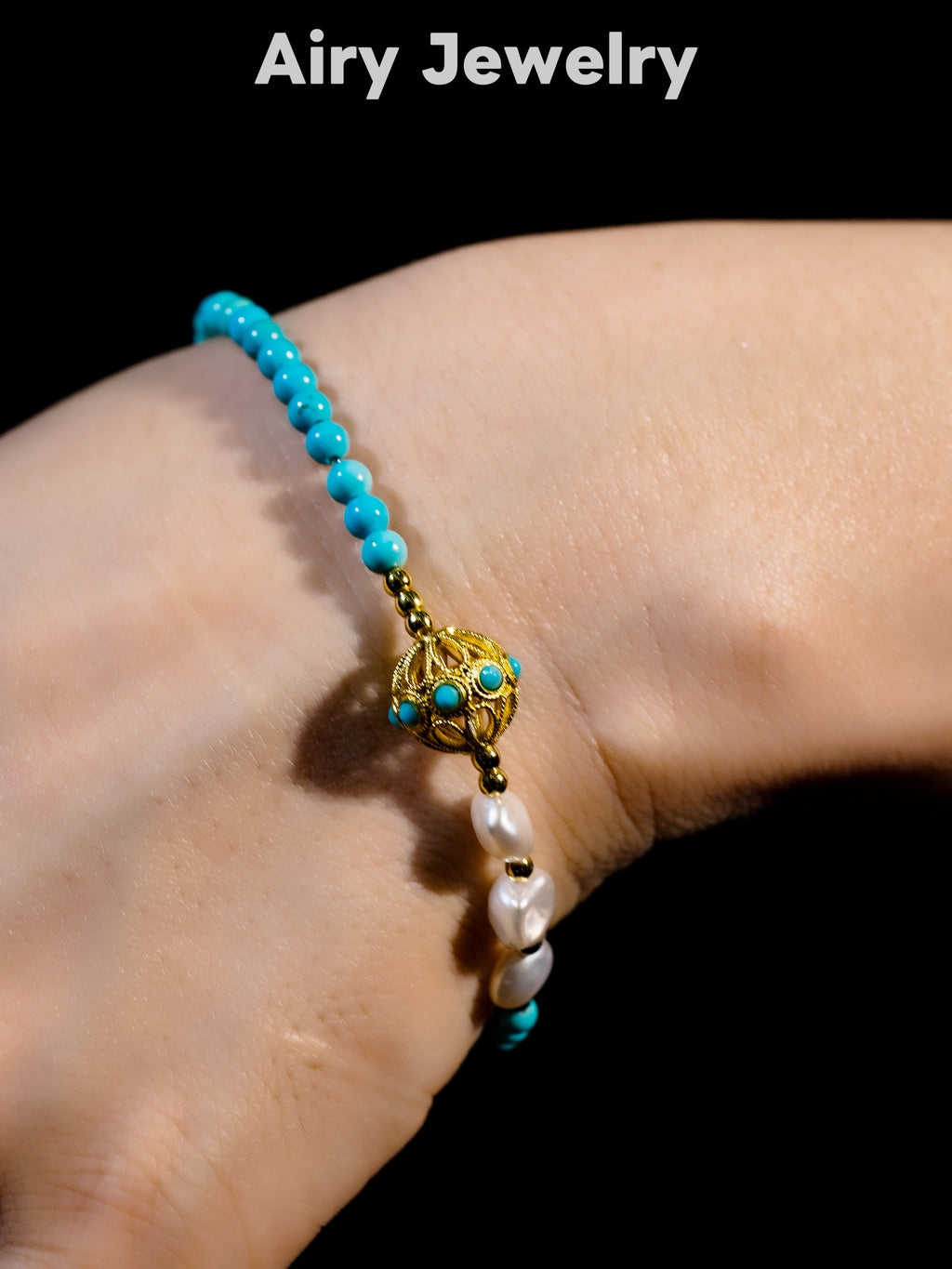 Natural magnesite pearl bracelet