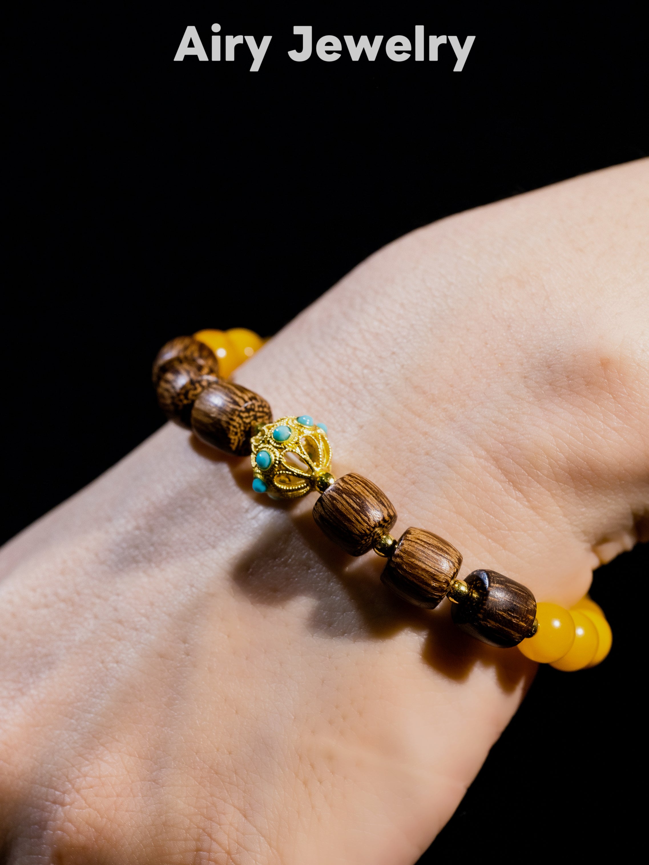 天然蜜蜡鸡翅木手链