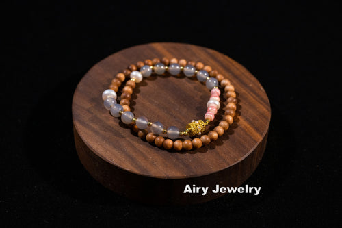 Double layered agate wooden bracelet