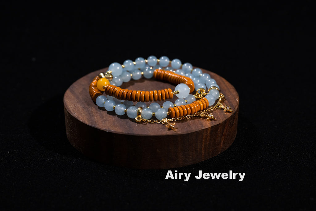 Natural Blue Chalcedony Fashion Necklace