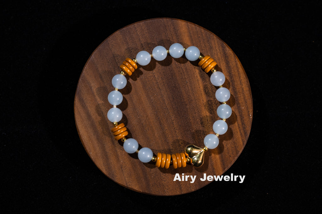 Natural Blue Chalcedony Fashion Bracelet