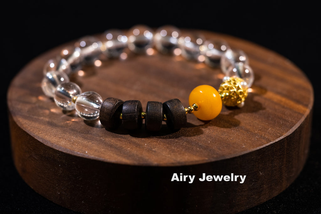 Natural white crystal amber original design bracelet