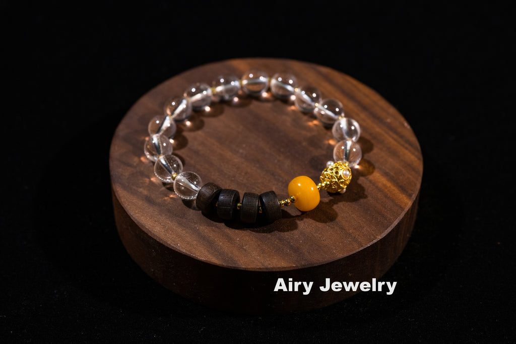 Natural white crystal amber original design bracelet