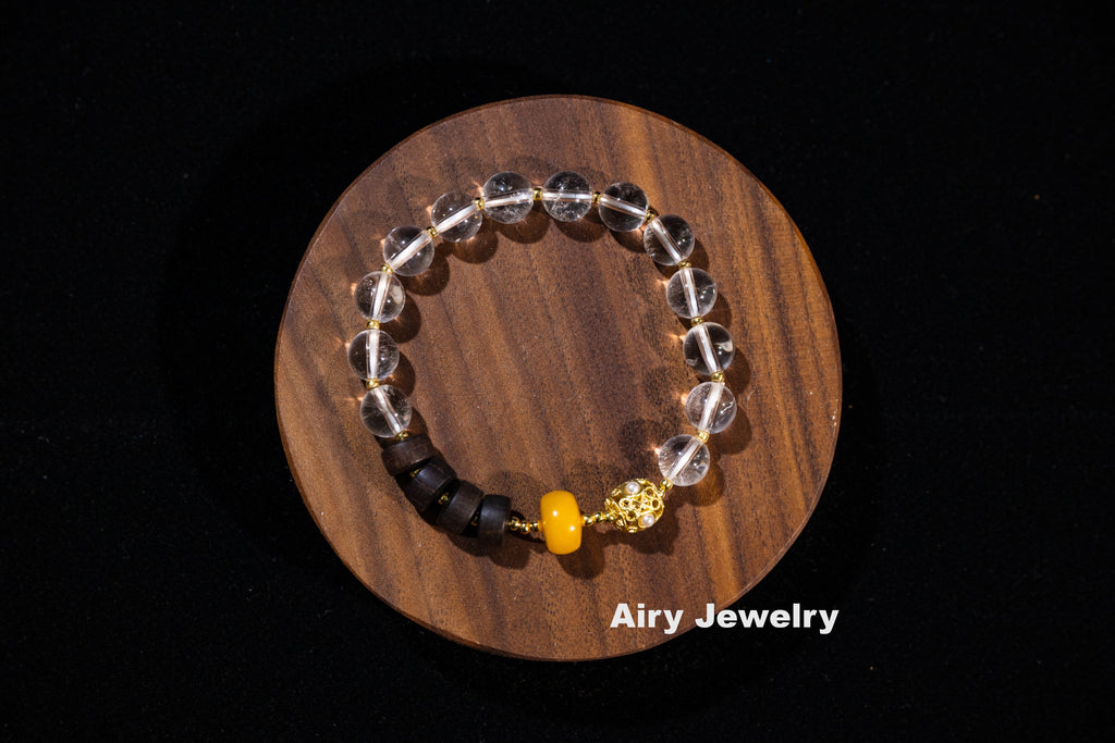 Natural white crystal amber original design bracelet