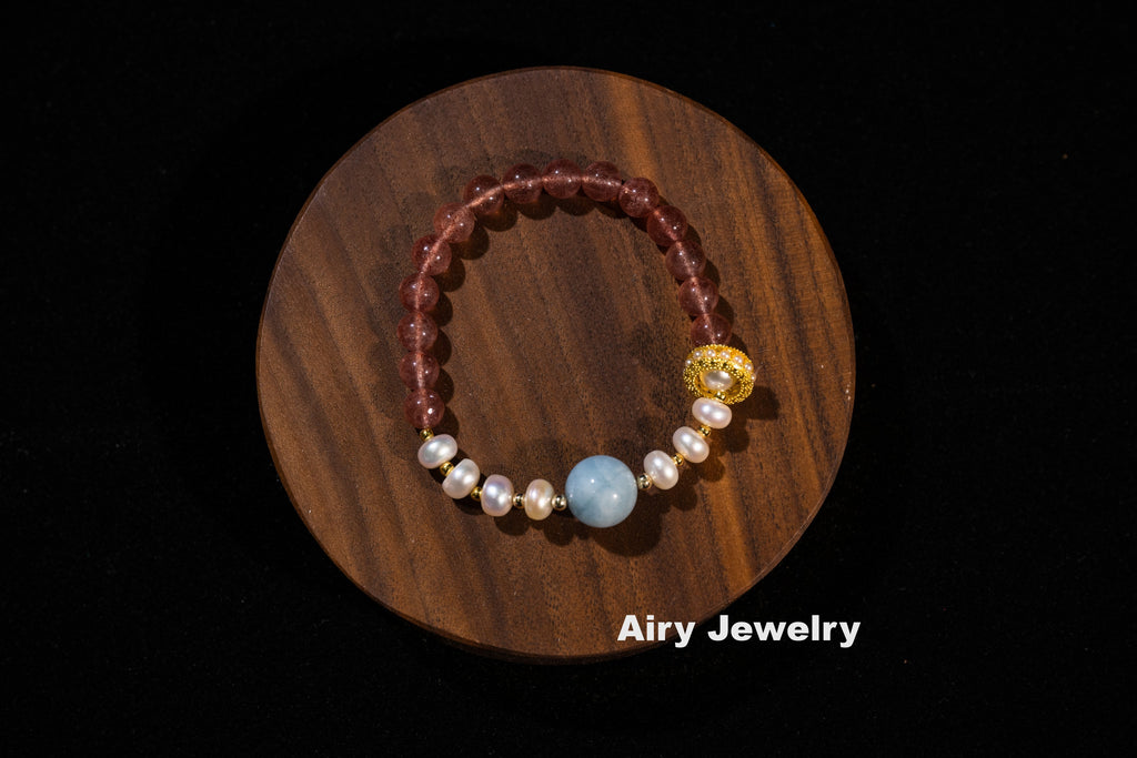 Strawberry Crystal Pearl Bracelet