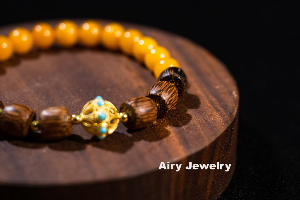 天然蜜蜡鸡翅木手链