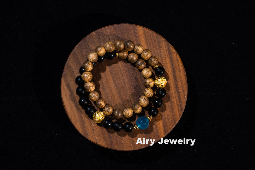 Natural agarwood agate bracelet