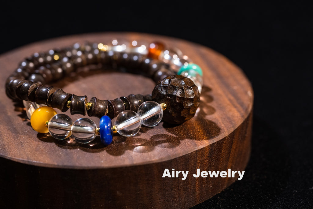 Crystal amber wooden bracelet