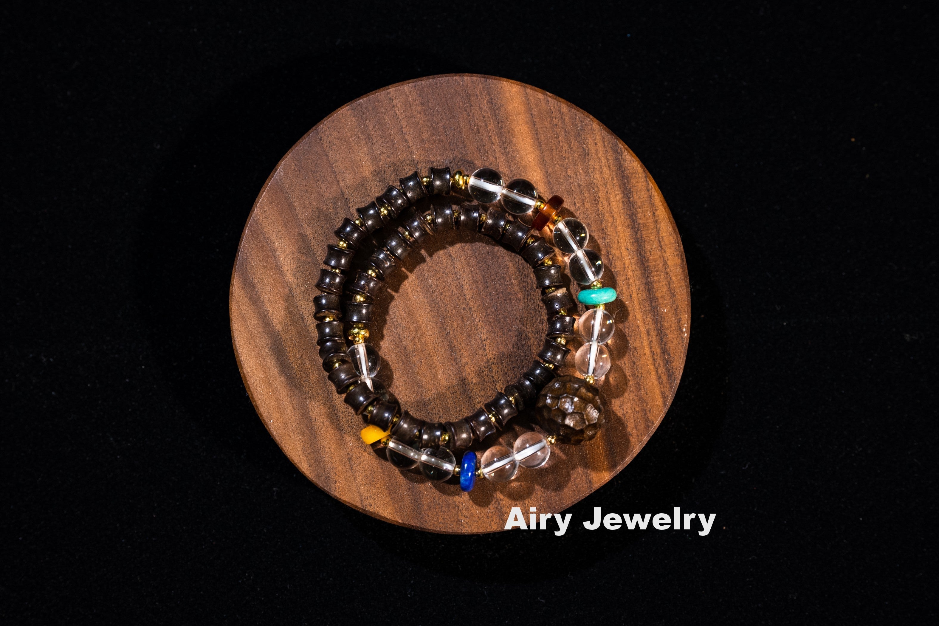 Crystal amber wooden bracelet