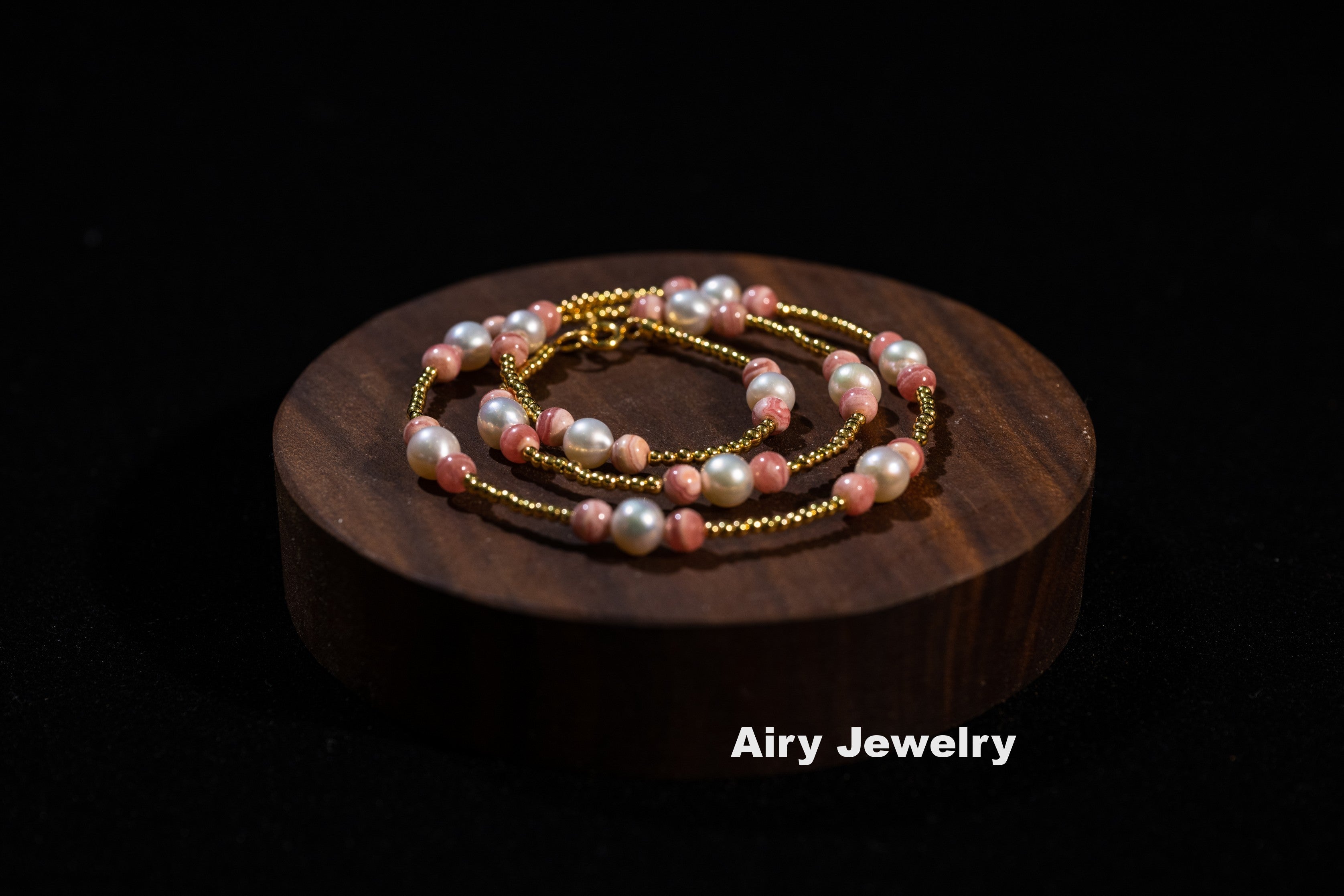 Natural red patterned stone pearl bracelet/necklace