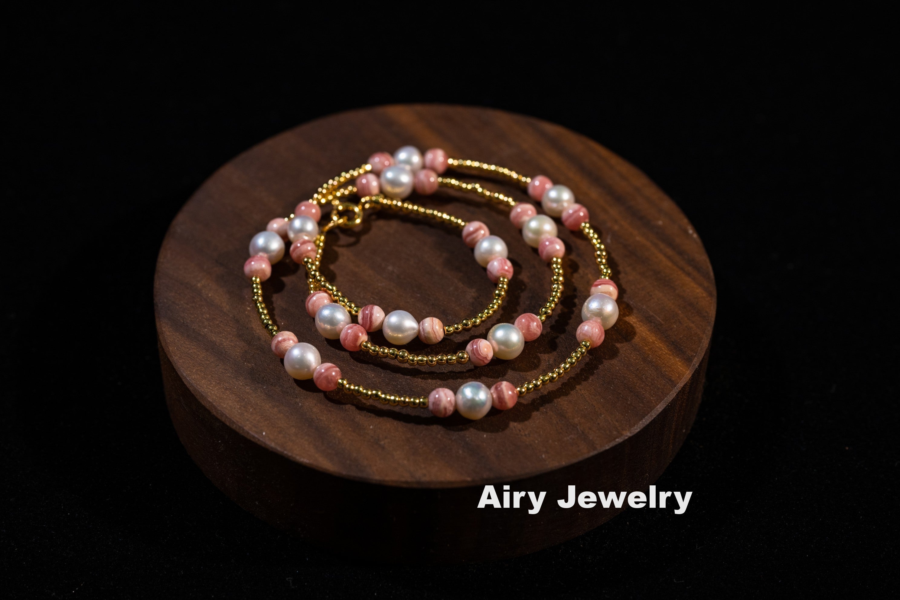 Natural red patterned stone pearl bracelet/necklace