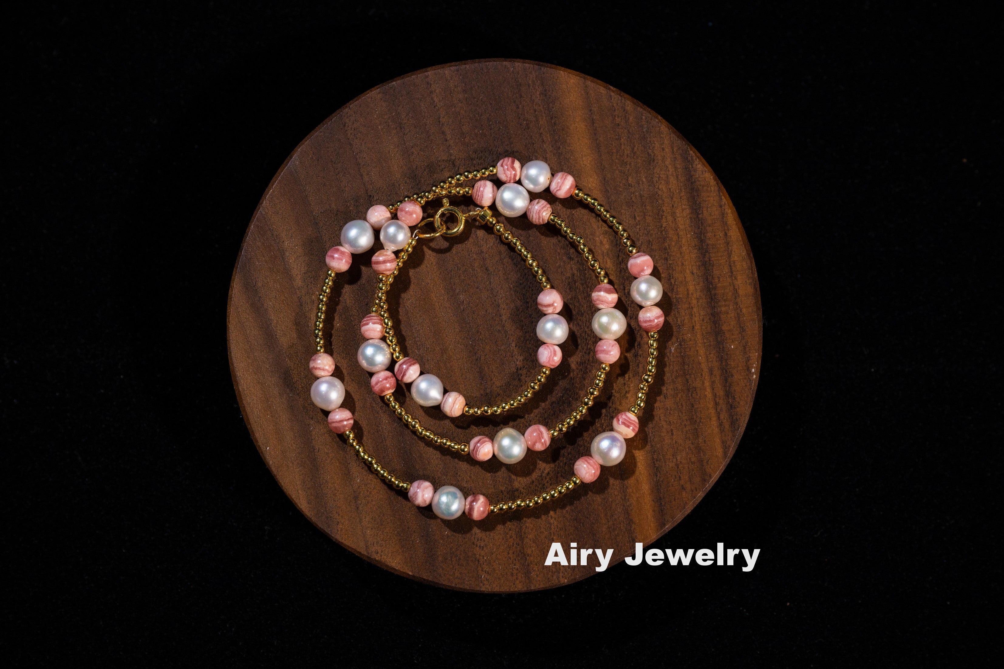 Natural red patterned stone pearl bracelet/necklace